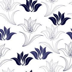 Floral seamless pattern. Vector background with flowers.