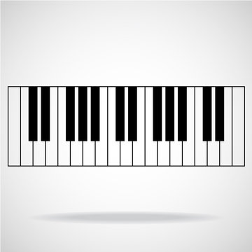 Piano keys isolated on white background, octave