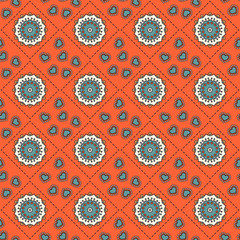 Seamless hand drawn mandala pattern for printing on fabric or paper. Vintage decorative elements in oriental style. Islam, Arabic, indian, turkish,ottoman motifs.  Vector illustration.