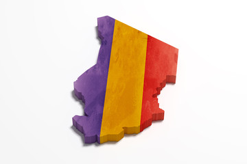 Silhouette of Republic of Chad with flag