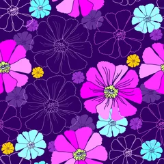 Fotobehang Floral seamless pattern. Vector background with flowers. © marymyyr