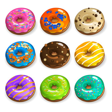 Illustration of color donuts set