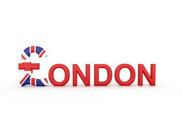 Text London with currency symbol