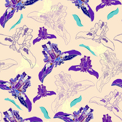 Floral seamless pattern. Vector background with flowers.