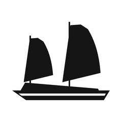 Vietnamese junk boat icon in simple style isolated vector illustration. Shipbuilding symbol