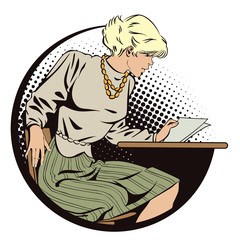 People in retro style. Girl reads letter.