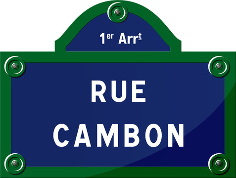 Panneau rue Cambon 75001 Paris - Panneau rue parisienne - France