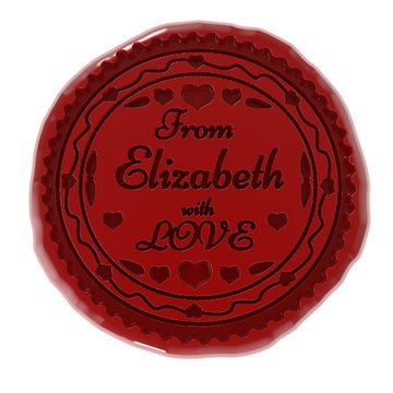 Wax seal or stamp and from Elizabeth with love message