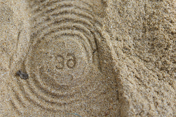 texture of sand. footprints in the sand.