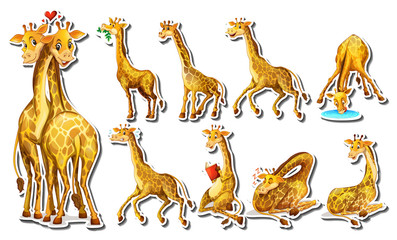 Sticker set with happy giraffe