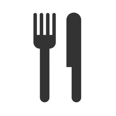 Fork and knife icon isolated on a white background. Vector illustration.