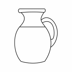 Jug of milk icon in outline style isolated vector illustration. Dishes symbol