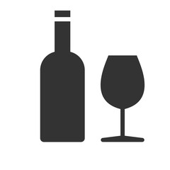 Bottle of wine with a glass icon isolated on a white background. Vector illustration.