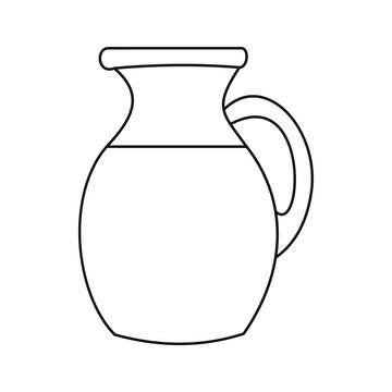 Jug of milk icon in outline style isolated vector illustration. Dishes symbol
