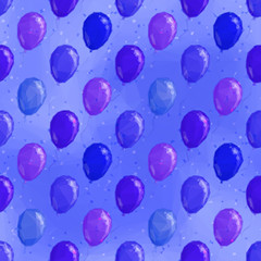 Balloons Flying in Blue Sky, Low Poly Pattern, Colorful Background. Vector