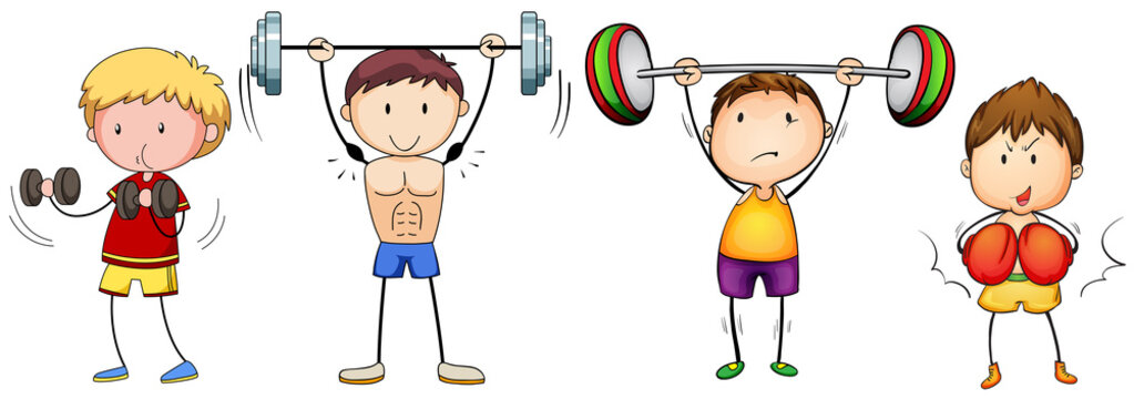 Many people doing weightlifting