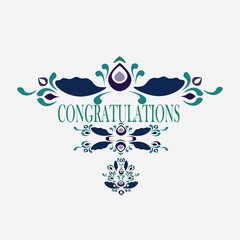 Vector card with floral ornament design. Congratulations card