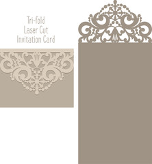 Laser Cut Invitation Card. Laser cutting pattern for invitation wedding card.