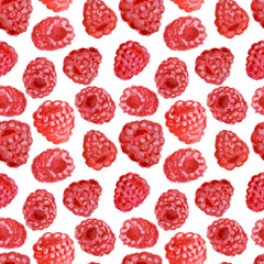 Appetizing watercolor raspberry, hand drawn illustration, seamless pattern