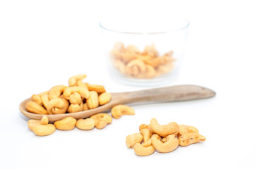 Cashew nuts isolated on white background