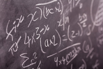Close up of blackboard with maths equations