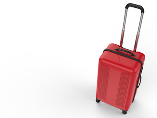 red luggage on white background