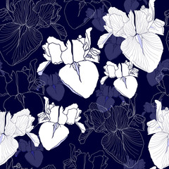 Seamless pattern with flowers. Hand drawn floral background.