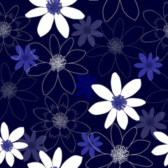 Seamless pattern with flowers. Hand drawn floral background.
