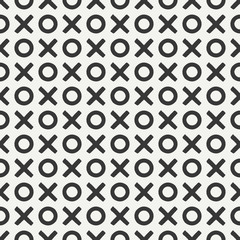 Hand drawn geometric seamless ink pattern with brush strokes. Wrapping paper. Abstract vector background. Round brush strokes. Texture with crosses, tac-toe. Dry brush. Rough edges ink illustration.