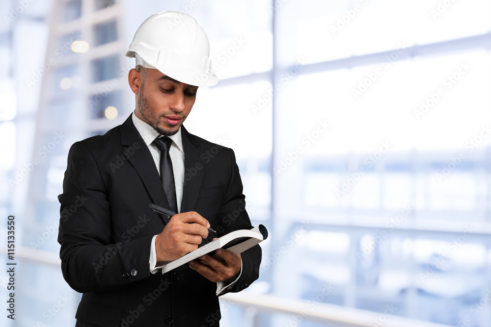 Wall mural a black man african american construction worker