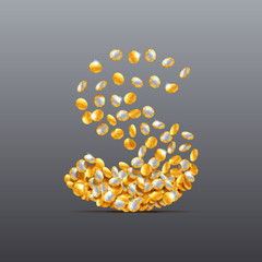 Vector letter S made of coins filling character. Easy to edit