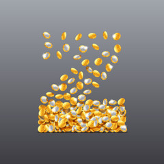 Vector letter Z made of coins filling character. Easy to edit