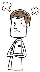 看護師の男性：　怒る
