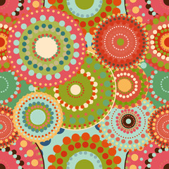 Seamless pattern spring baby with bright colorful painted circle