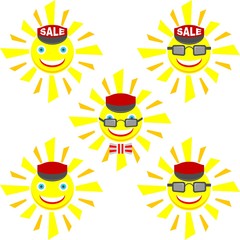 Set of suns in cartoon style