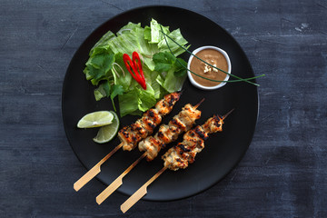 Chicken Satay or Sate Ayam - Malaysian famous food.