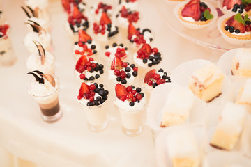 Buffet with a variety of delicious sweets, food ideas, celebration