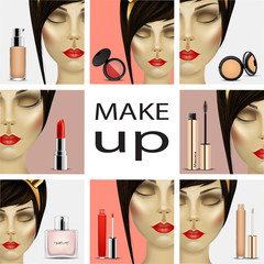 Make Up for woman. Beauty and fashion background.