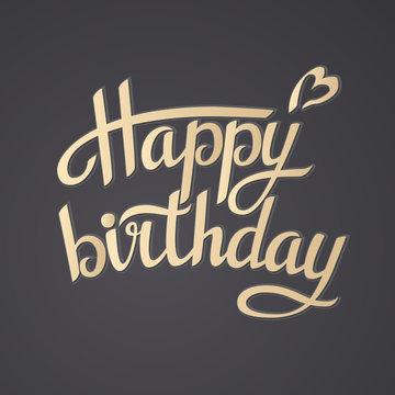 Lettering happy birthday on black background.Illustration vector