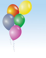 Fototapeta na wymiar Five colorful birthday or party ballons