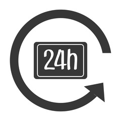 Time and clock isolated flat icon in black and white colors, vector illustration.