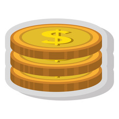 Coins graphic isolated flat icon, vector illustration design.