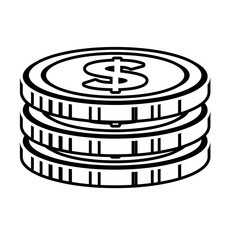 Coins graphic isolated flat icon, vector illustration design.