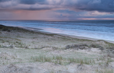 showers over North sea at sunset