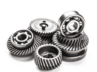 Gear metal wheels, isolated on white background