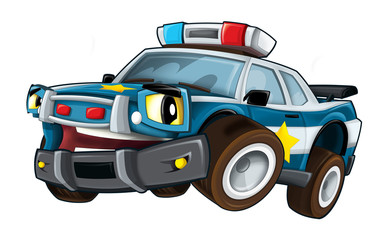 Cartoon police car - isolated - illustration for the children