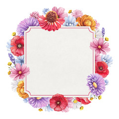 Fototapeta premium Watercolor illustrations of wild flowers. Perfect for invitation