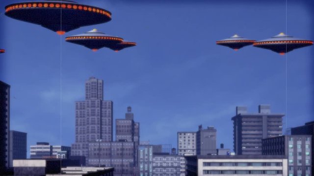 UFO Armada over downtown (Color Version)