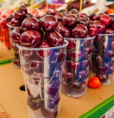Fresh cherrries in a cup - cherry cup to go