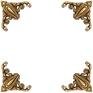 Golden elements of carved frame